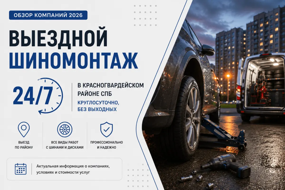 Выездной шиномонтаж 24/7 в Красногвардейском районе СПб — обзор компаний 2026 года