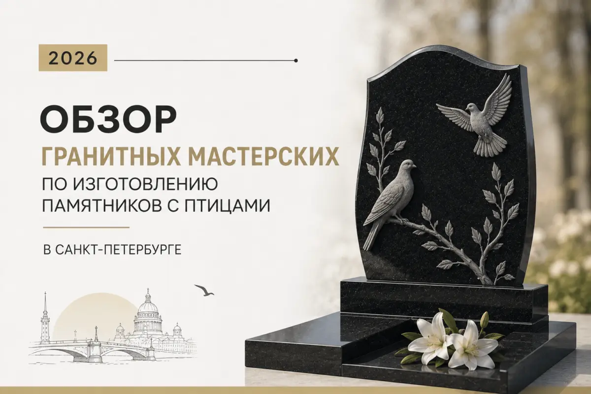 Обзор гранитных мастерских по изготовлению памятников с птицами в Санкт-Петербурге, 2026 год