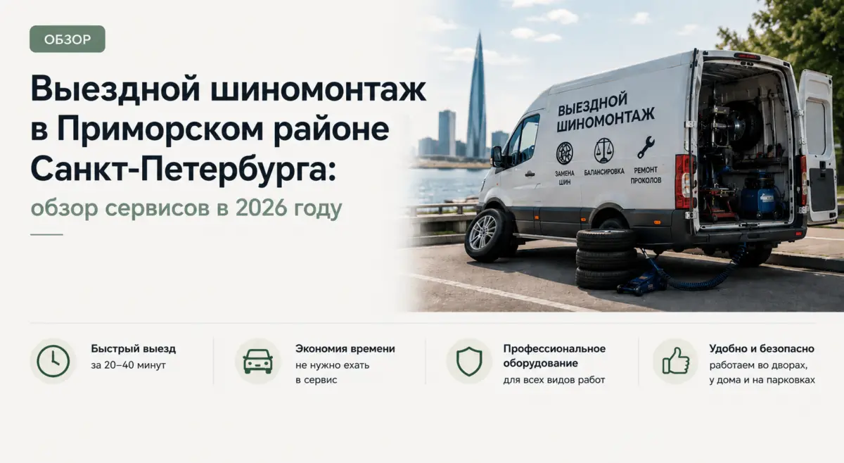 Выездной шиномонтаж в Приморском районе Санкт-Петербурга: обзор сервисов в 2026 году