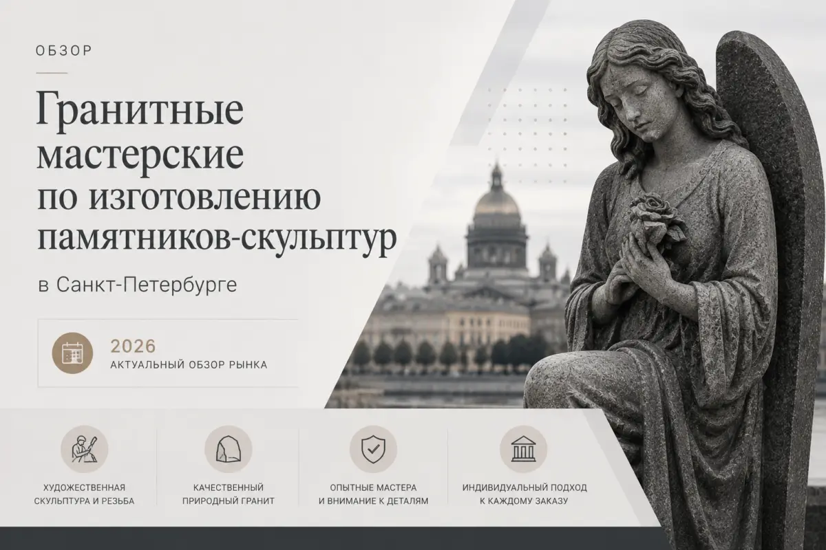 Обзор гранитных мастерских по изготовлению памятников-скульптур в Санкт-Петербурге в 2026