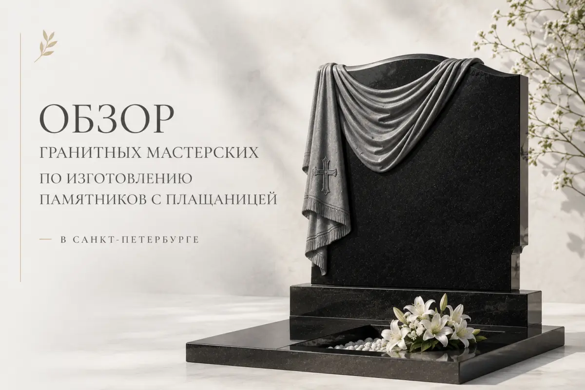 Обзор гранитных мастерских по изготовлению памятников с плащаницей в Санкт-Петербурге