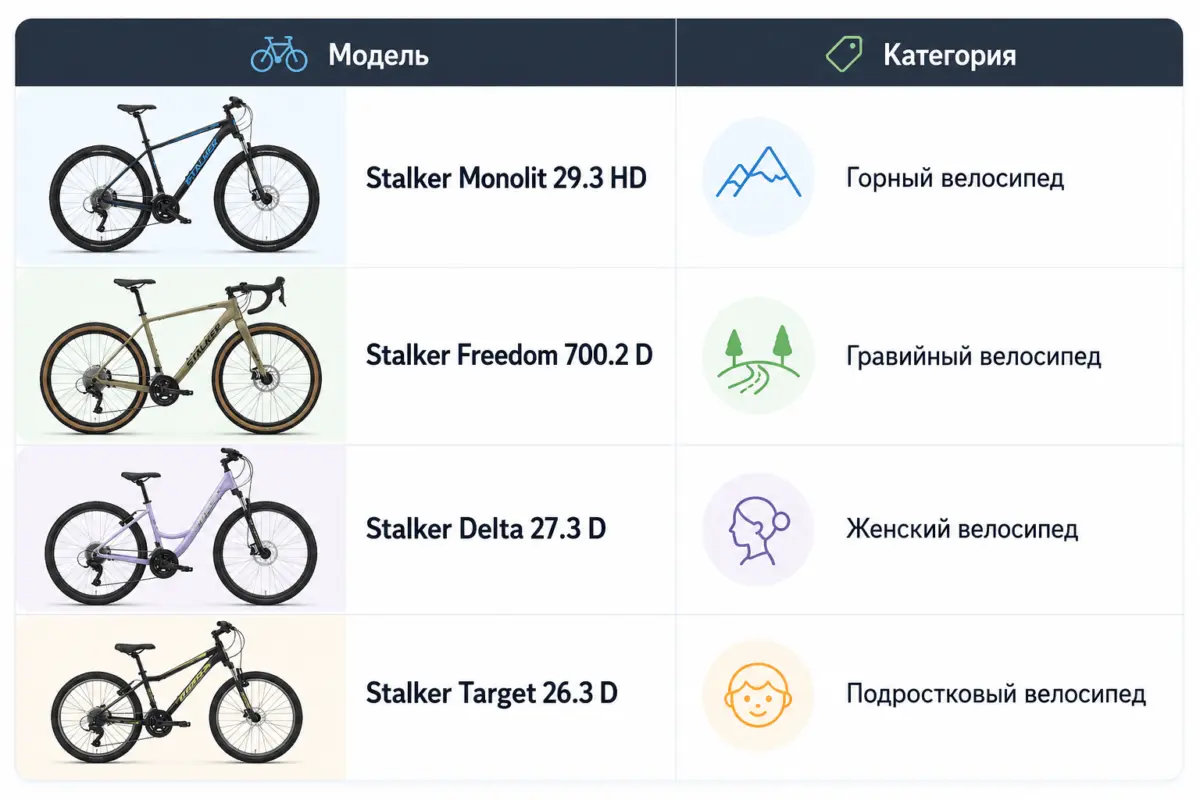 Обзор четырёх моделей велосипедов Stalker